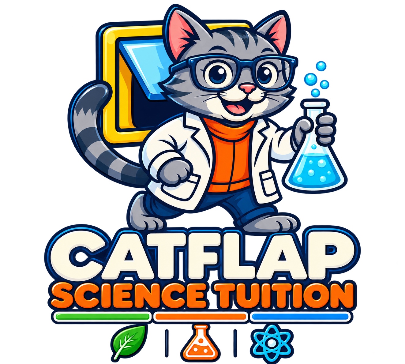 Catflap the science cat mascot