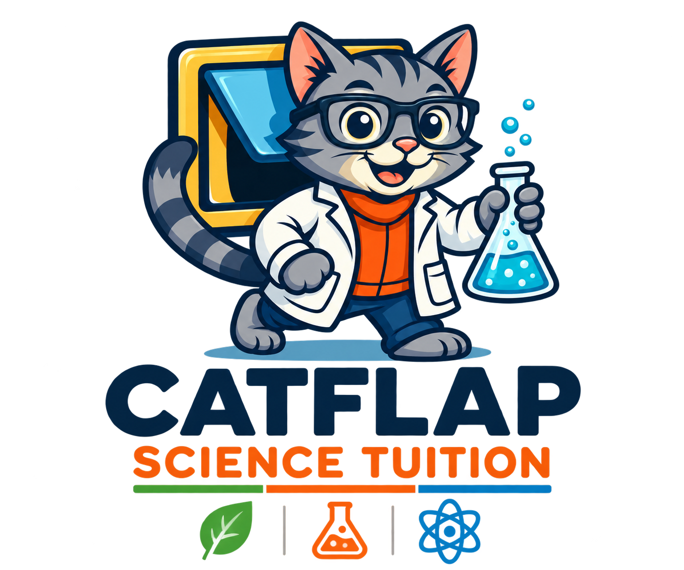 Catflap Science Tuition official mascot and logo